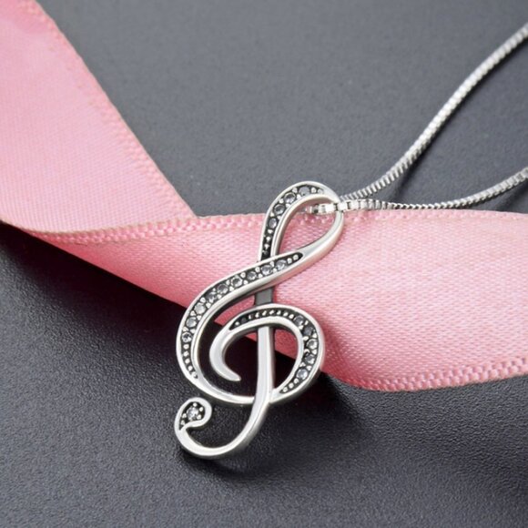 Musical Note Silver Necklace - Picture 5 of 8